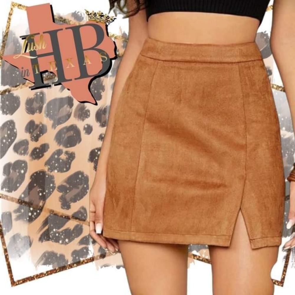 Suede Split Skirt